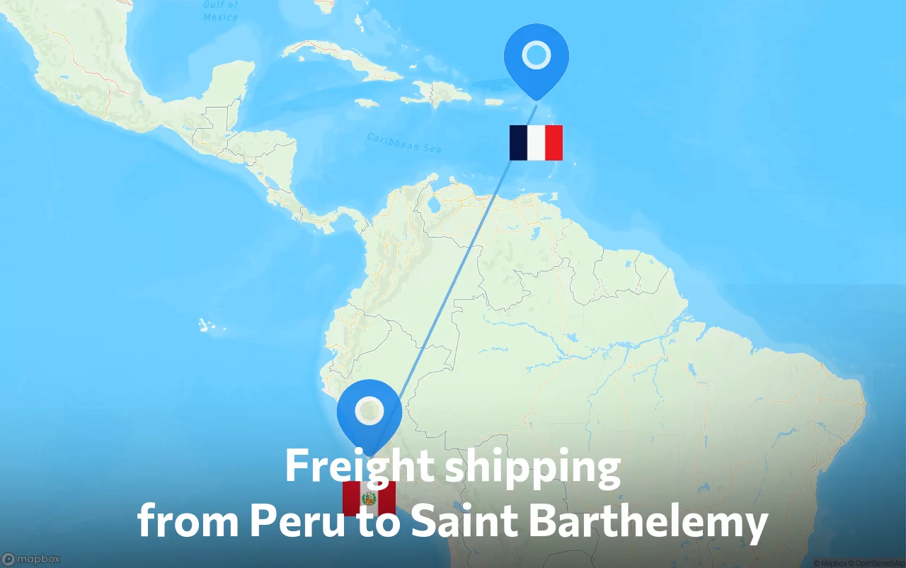 Shipping route from Peru to Saint Barthelemy