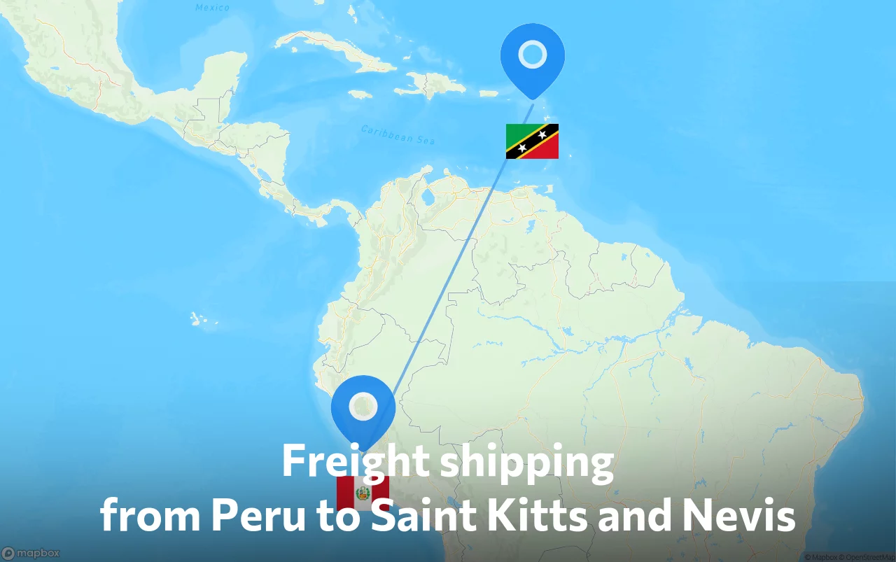 Shipping route from Peru to Saint Kitts and Nevis