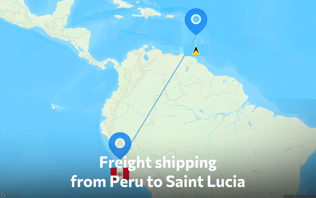 Shipping route from Peru to Saint Lucia