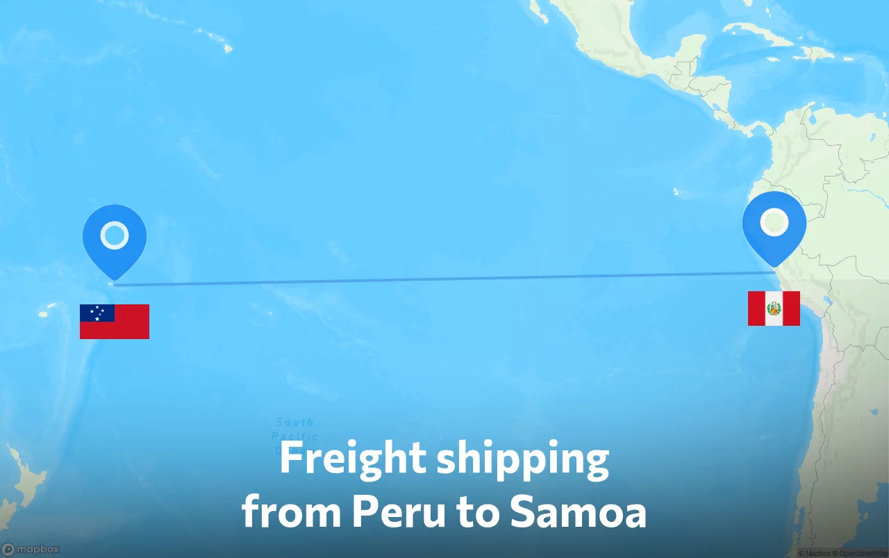Shipping route from Peru to Samoa