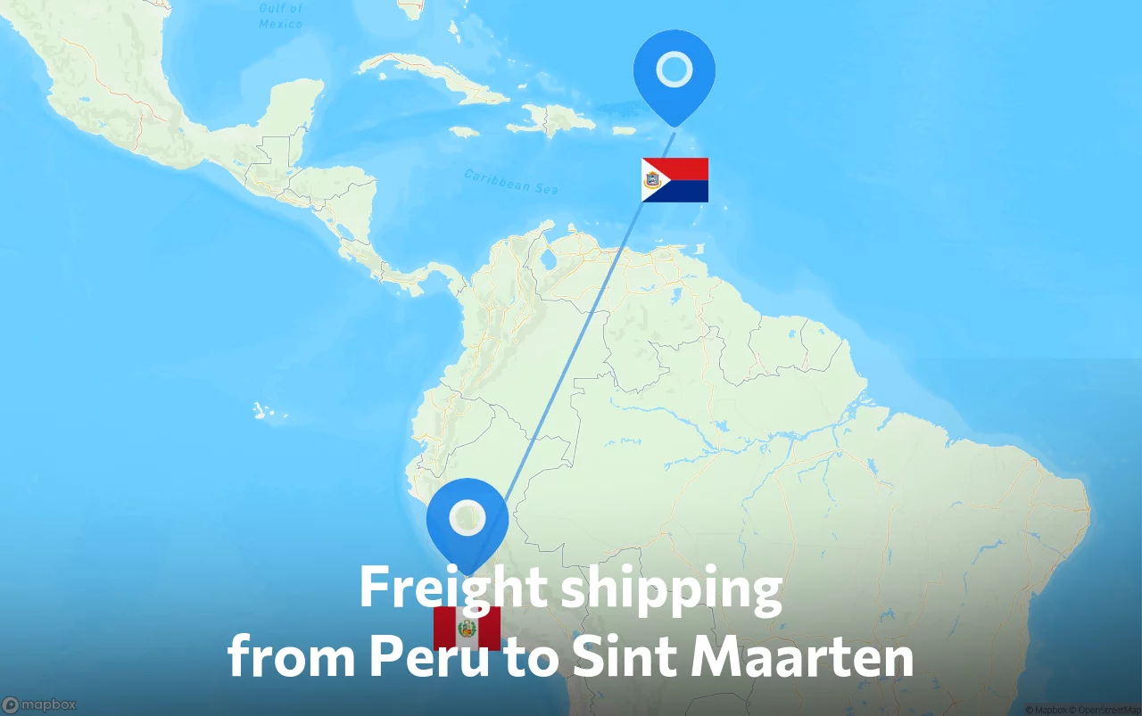 Shipping route from Peru to Sint Maarten