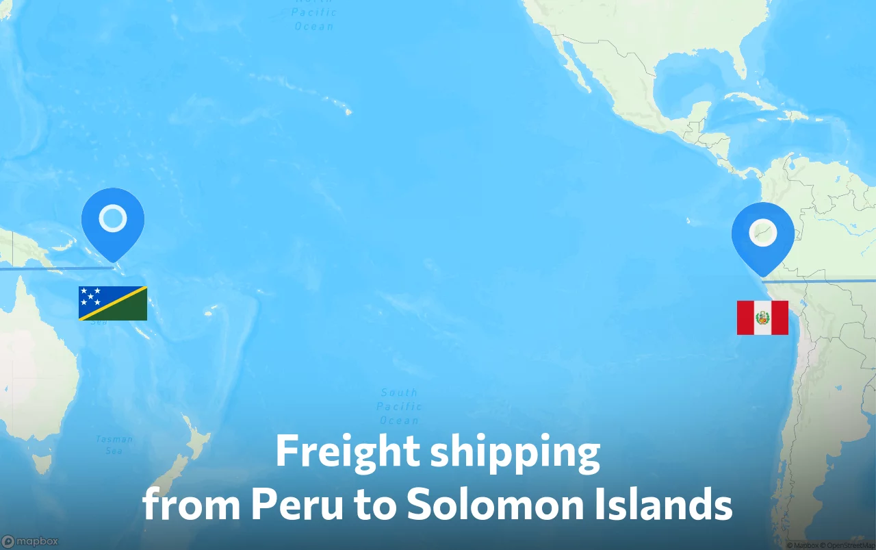 Shipping route from Peru to Solomon Islands