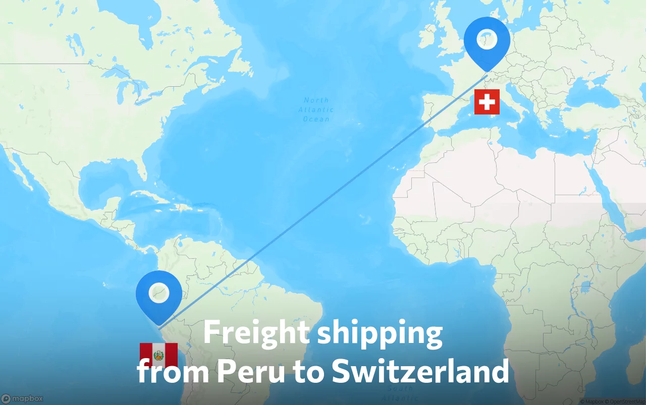 Shipping route from Peru to Switzerland