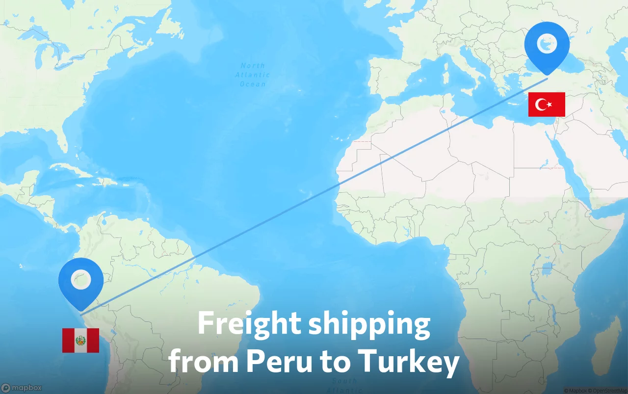 Shipping route from Peru to Turkey