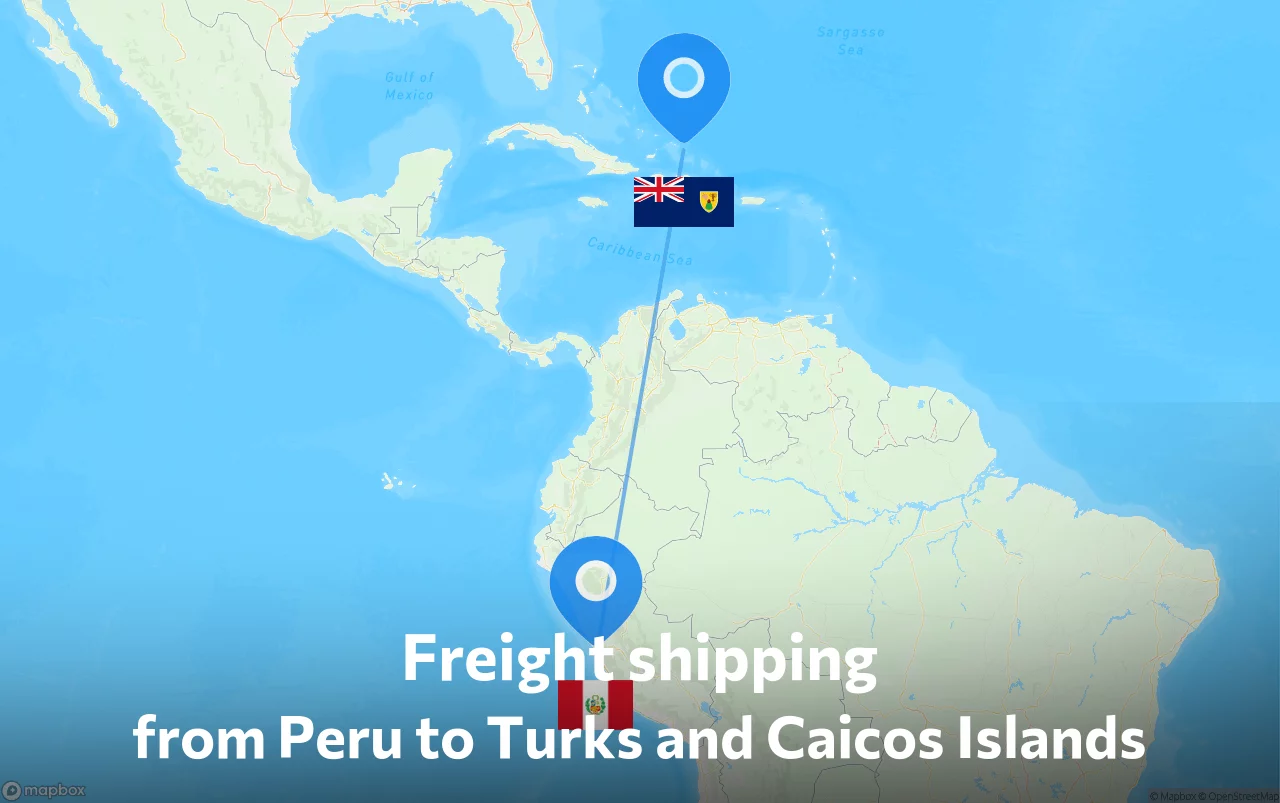 Shipping route from Peru to Turks and Caicos Islands