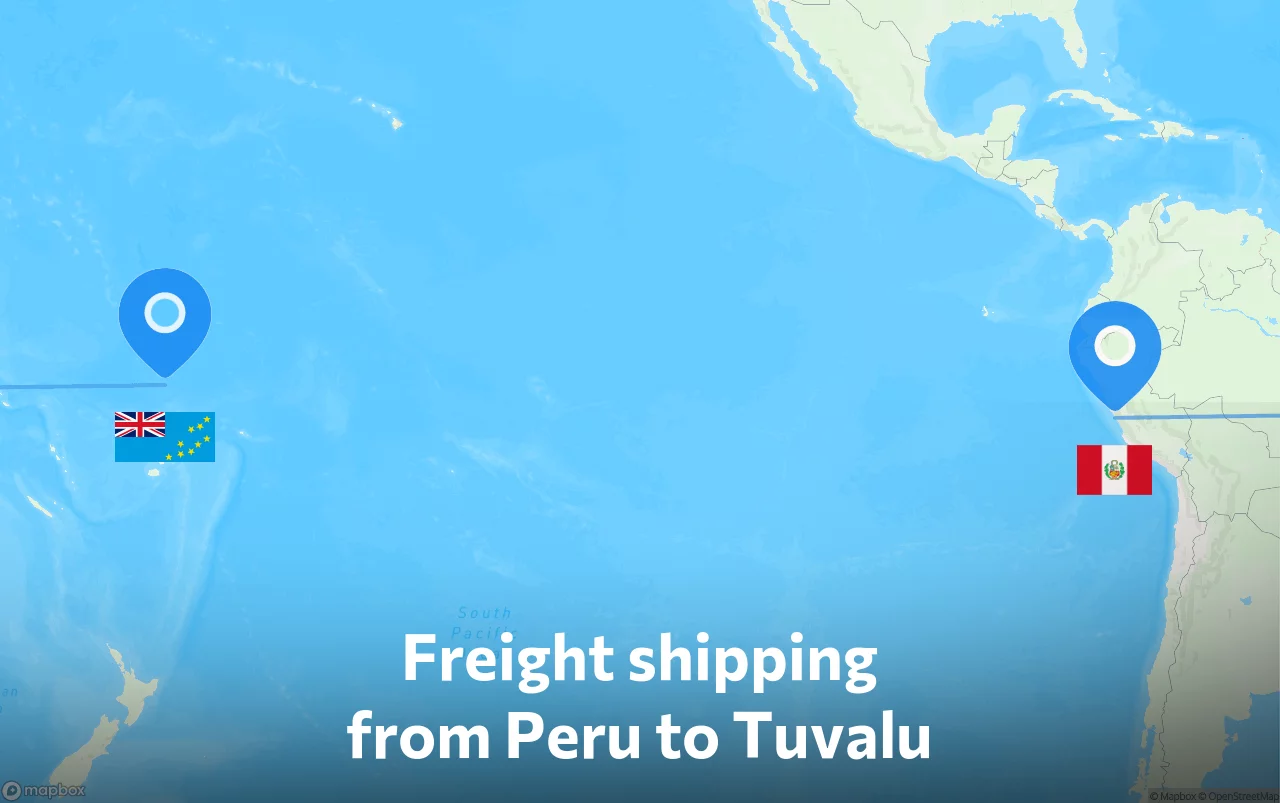 Shipping route from Peru to Tuvalu