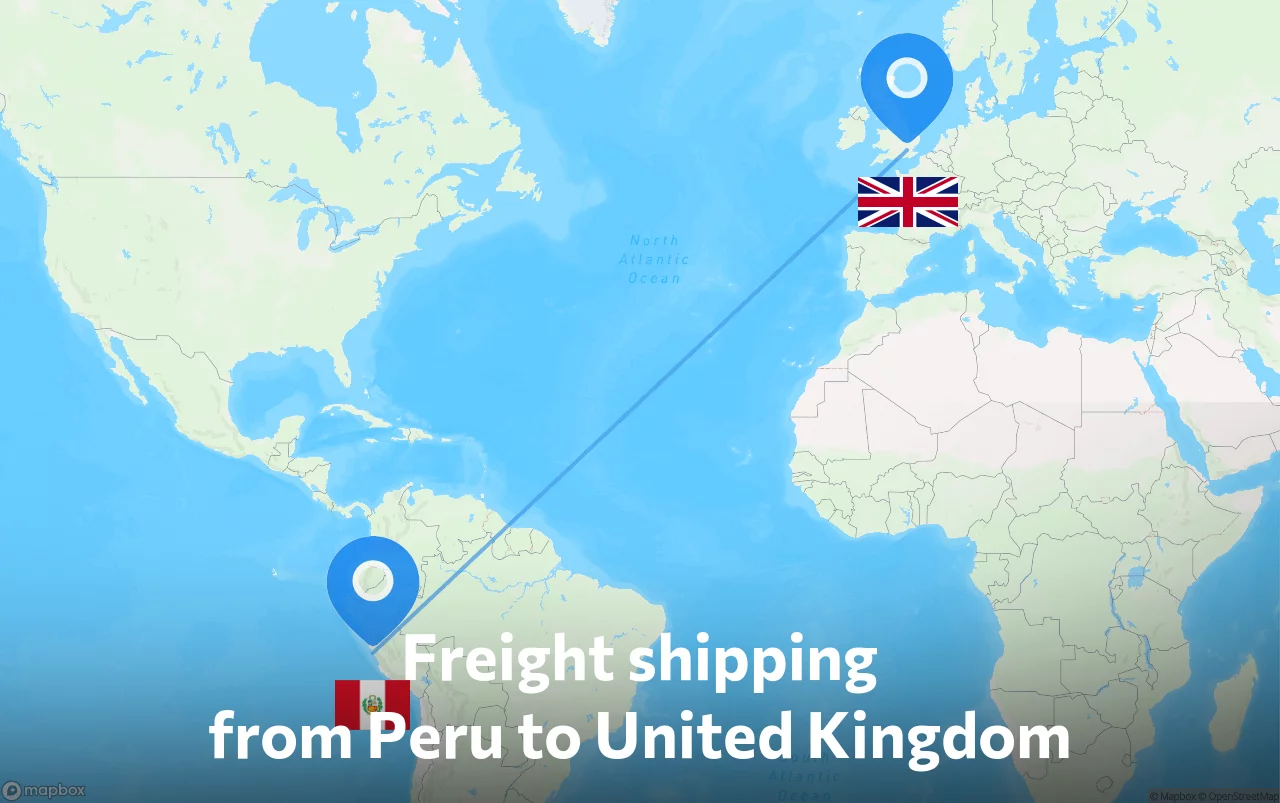 Shipping route from Peru to United Kingdom