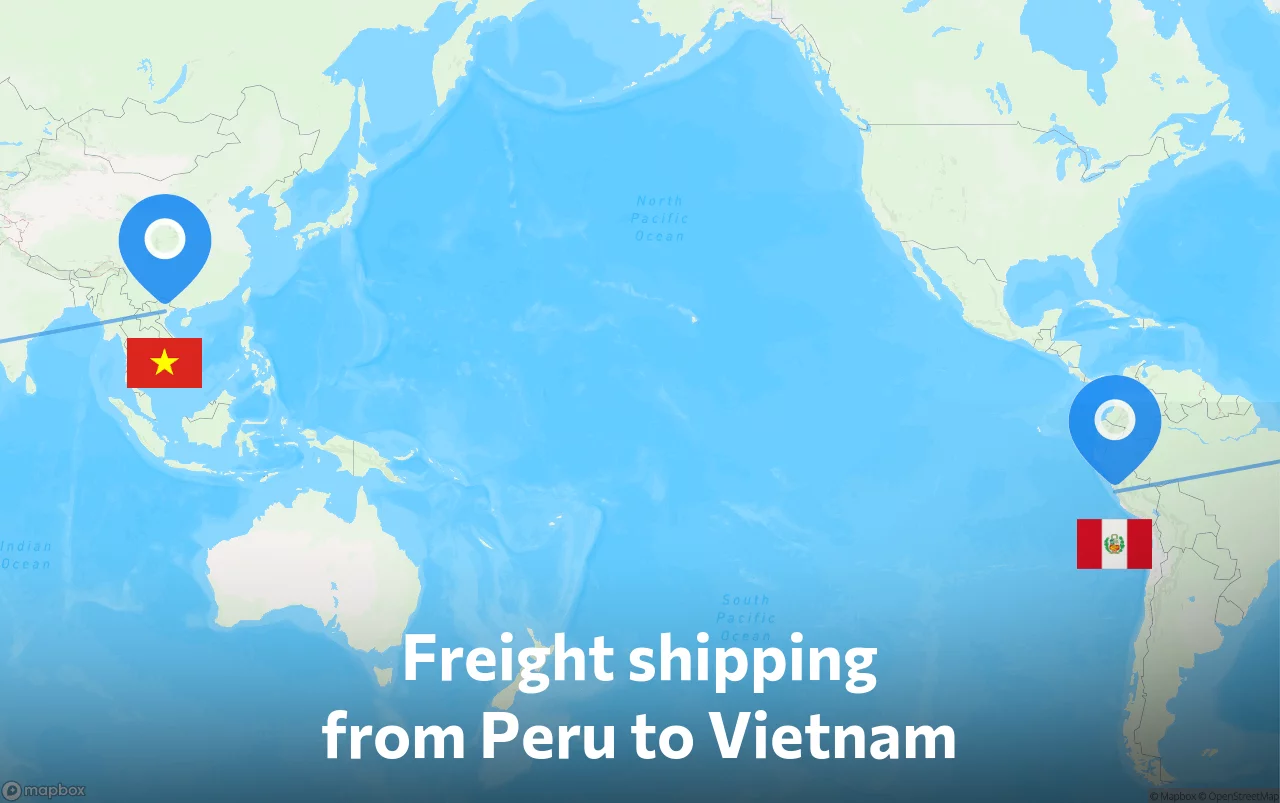 Shipping route from Peru to Vietnam