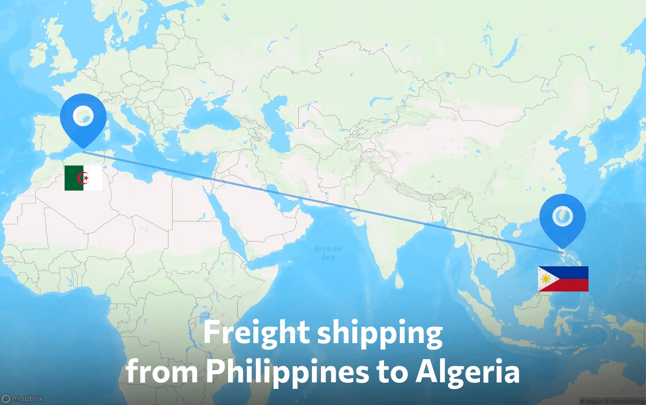 Shipping route from Philippines to Algeria