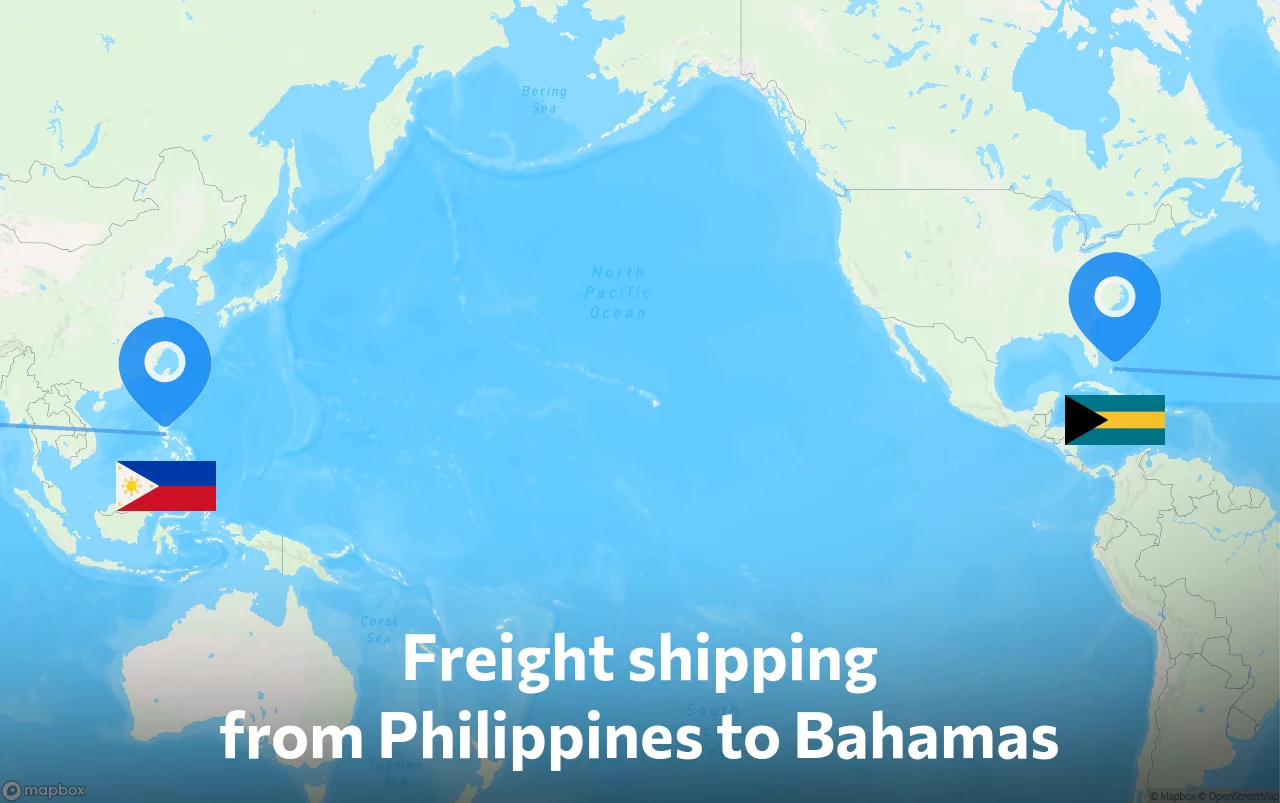 Shipping route from Philippines to Bahamas