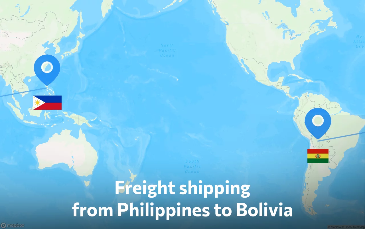 Shipping route from Philippines to Bolivia