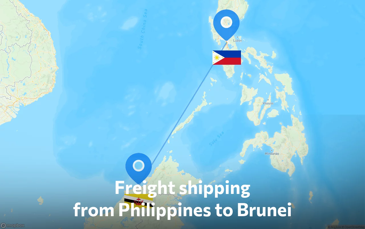 Shipping route from Philippines to Brunei