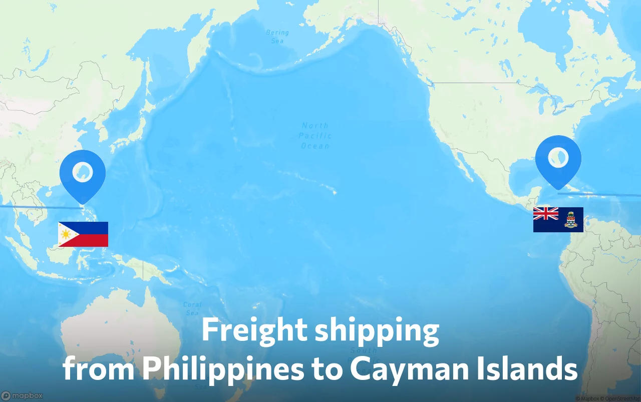 Shipping route from Philippines to Cayman Islands