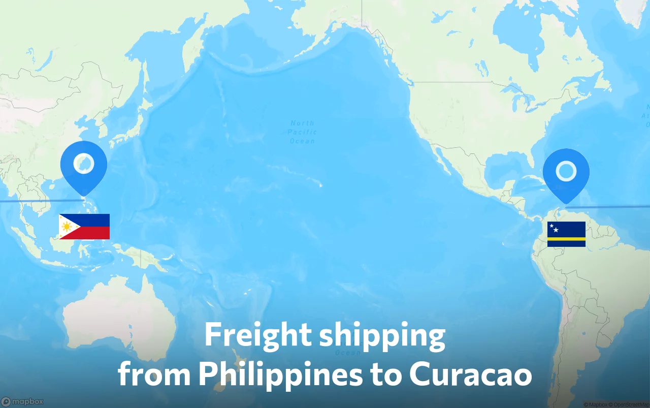 Shipping route from Philippines to Curacao