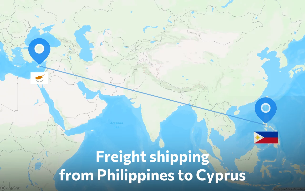 Shipping route from Philippines to Cyprus