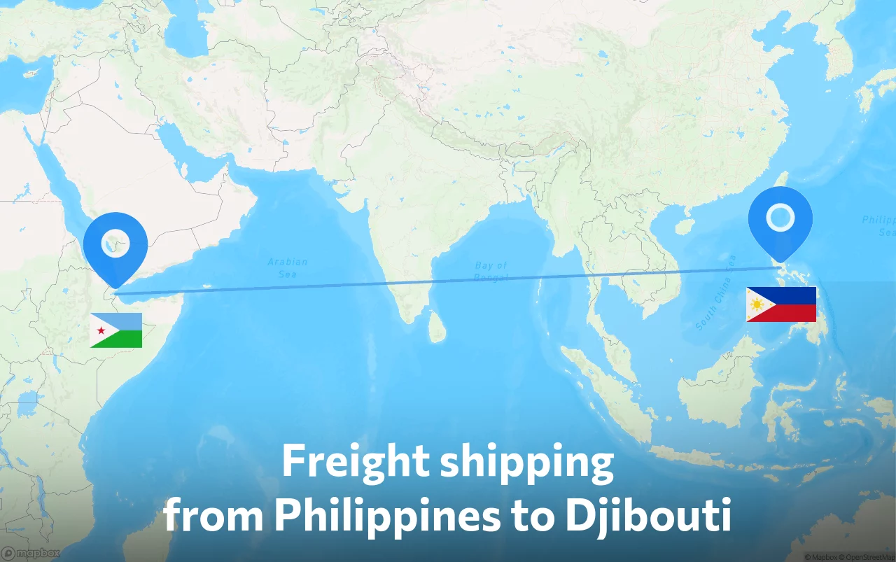 Shipping route from Philippines to Djibouti