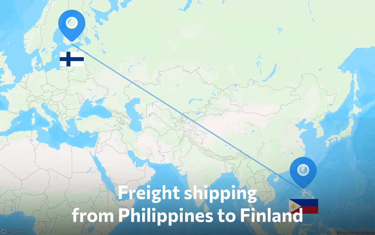 Shipping route from Philippines to Finland