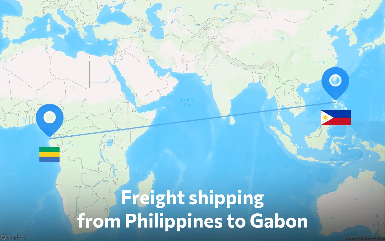 Shipping route from Philippines to Gabon