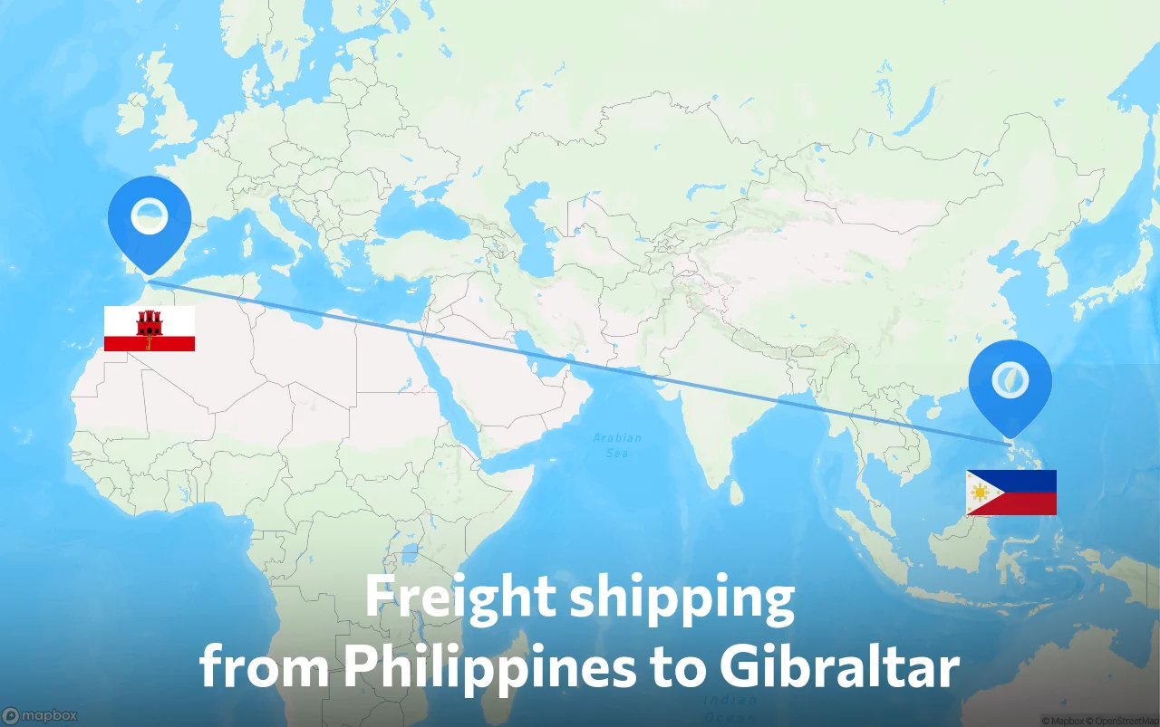 Shipping route from Philippines to Gibraltar