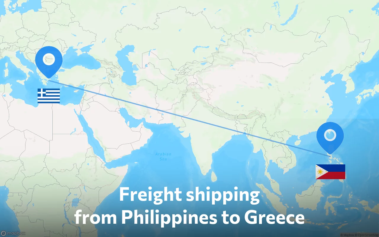 Shipping route from Philippines to Greece