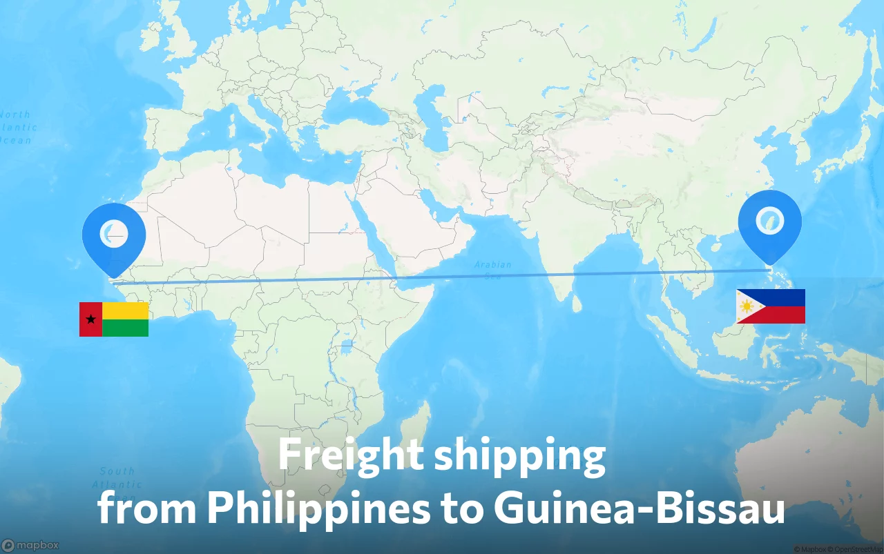 Shipping route from Philippines to Guinea-Bissau