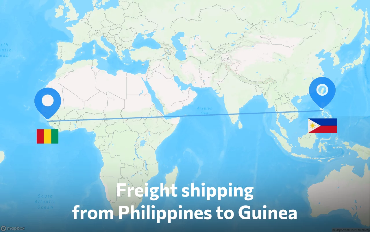 Shipping route from Philippines to Guinea