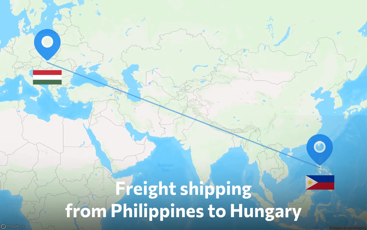 Shipping route from Philippines to Hungary