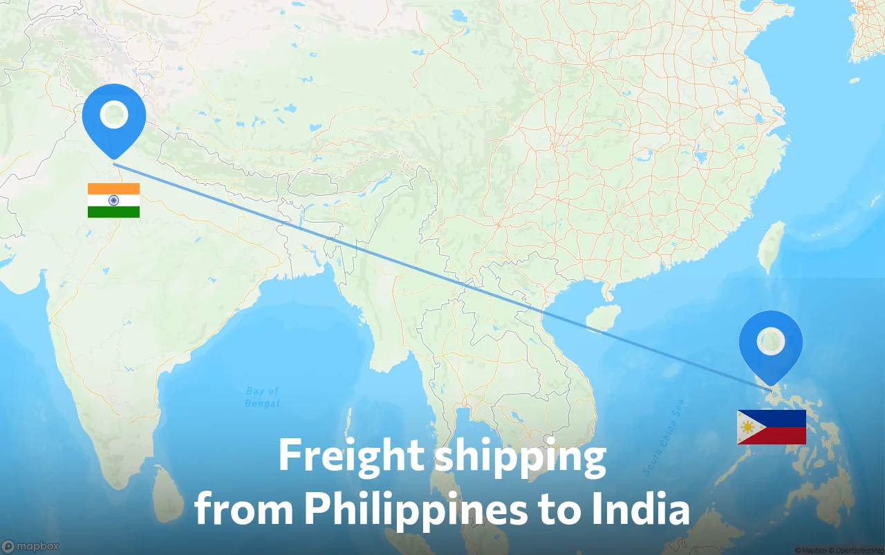 Shipping route from Philippines to India