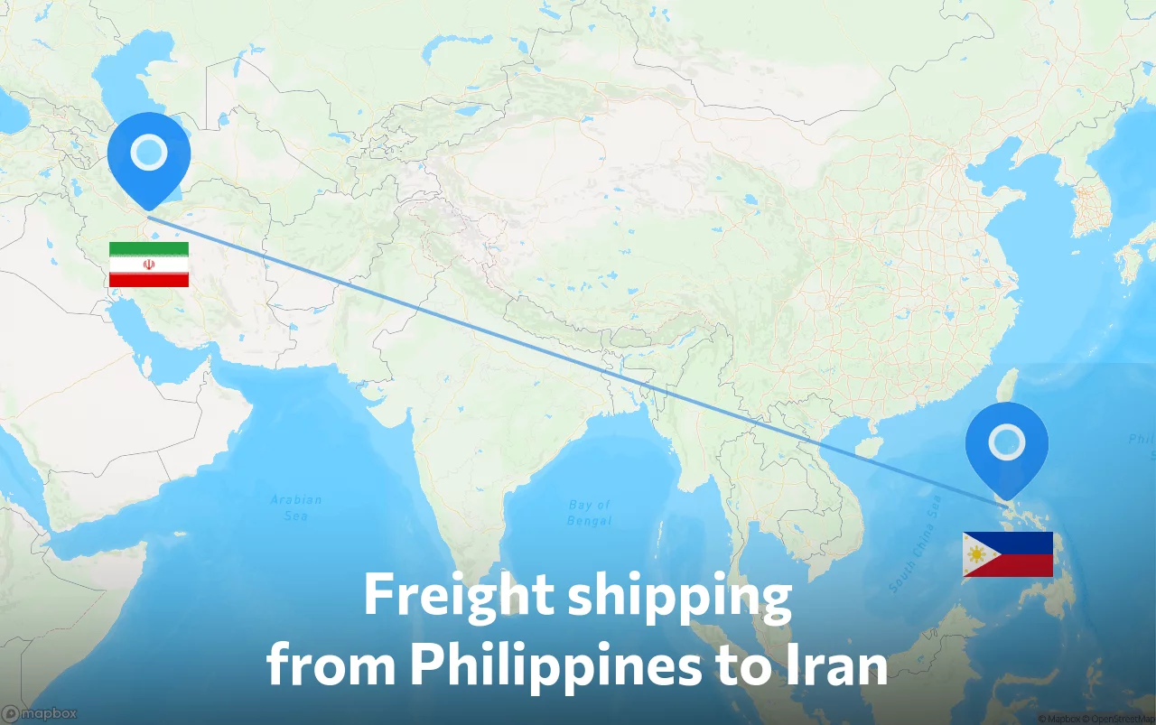 Shipping route from Philippines to Iran