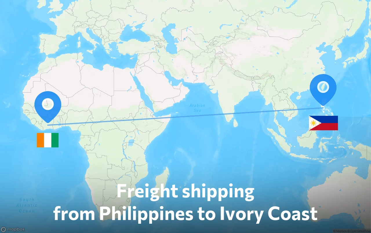 Shipping route from Philippines to Ivory Coast