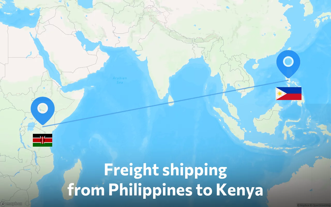 Shipping route from Philippines to Kenya