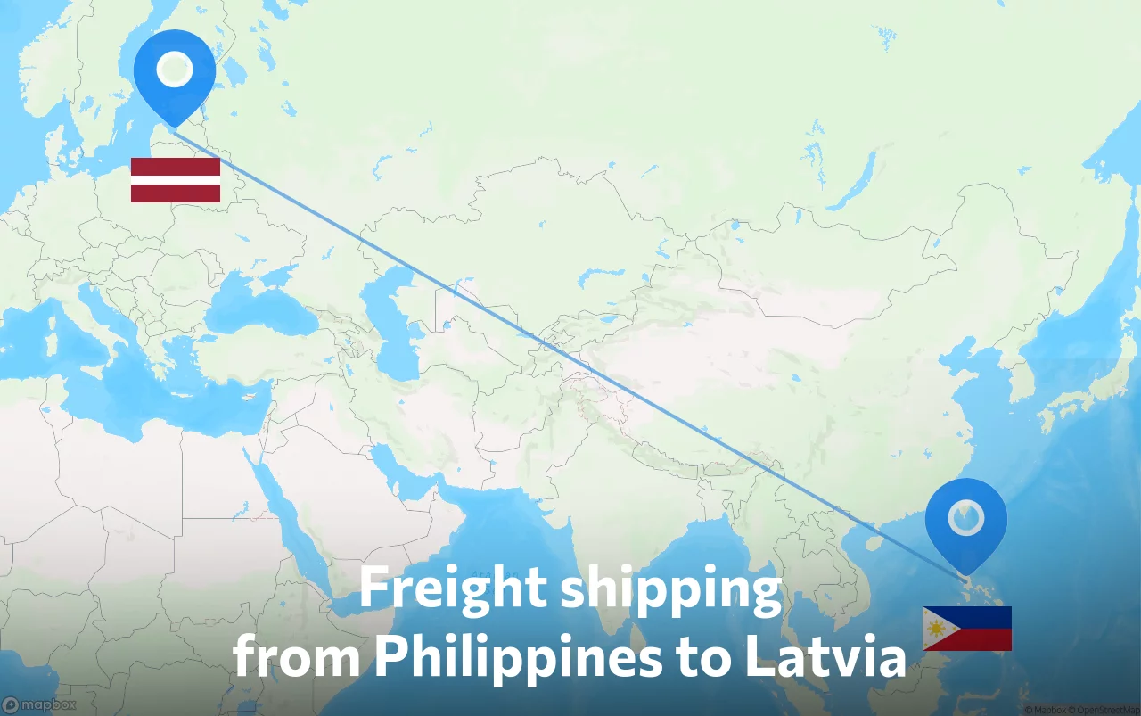 Shipping route from Philippines to Latvia