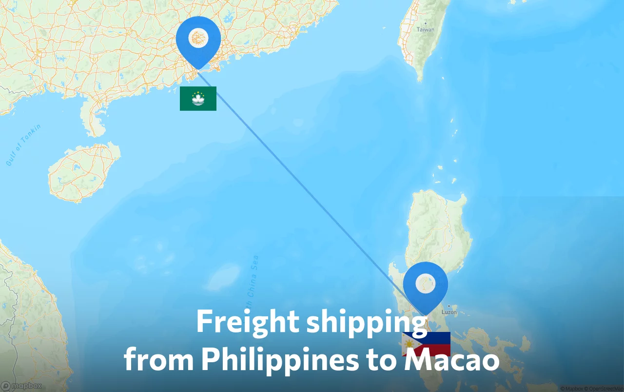 Shipping route from Philippines to Macao