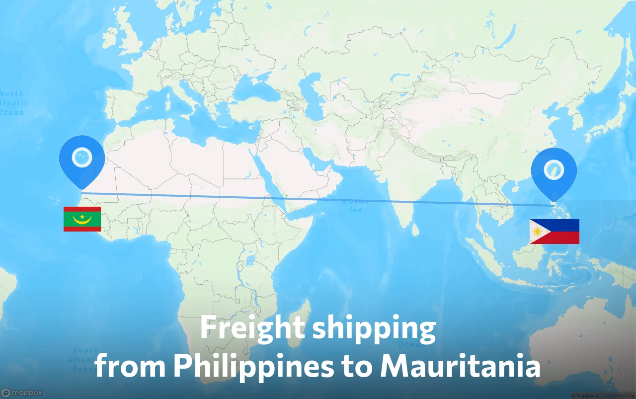Shipping route from Philippines to Mauritania