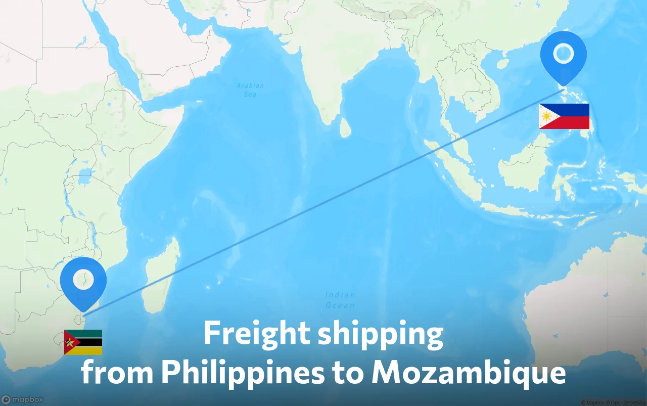 Shipping route from Philippines to Mozambique