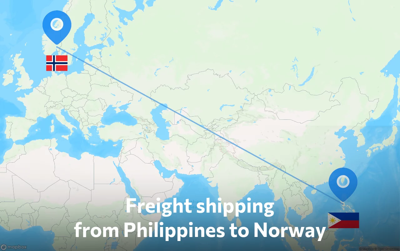 Shipping route from Philippines to Norway