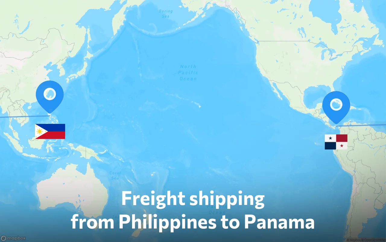 Shipping route from Philippines to Panama