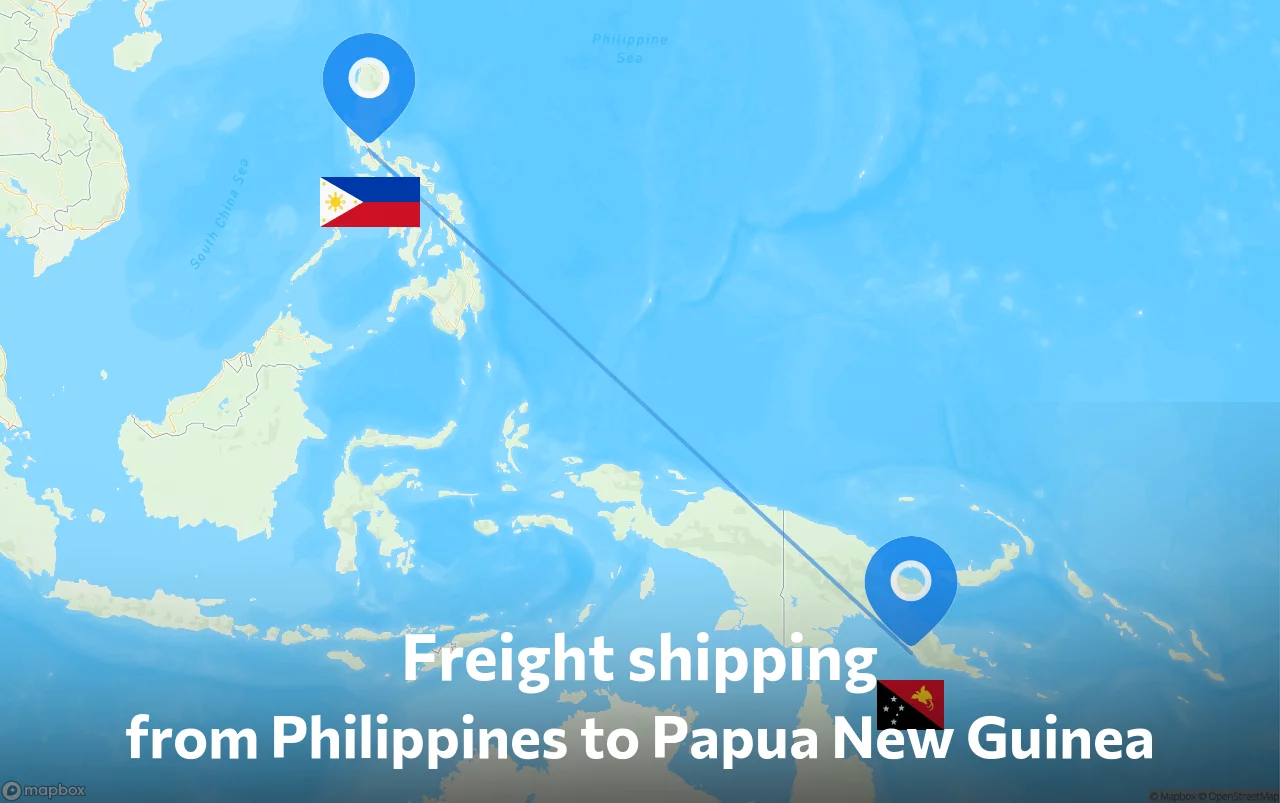 Shipping route from Philippines to Papua New Guinea