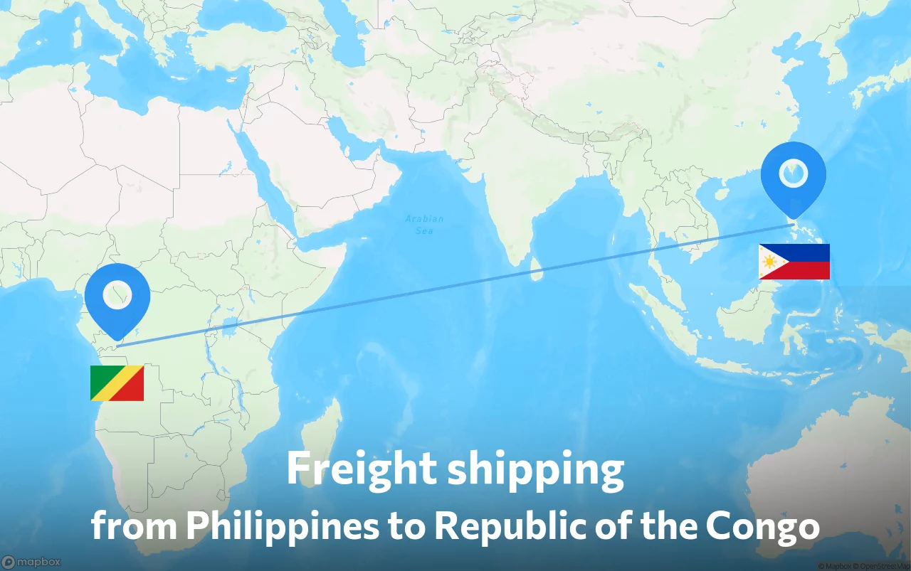 Shipping route from Philippines to Republic of the Congo