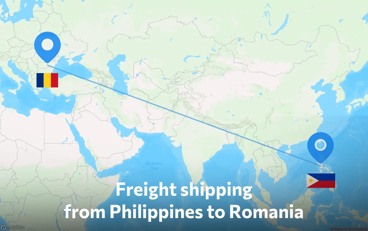Shipping route from Philippines to Romania