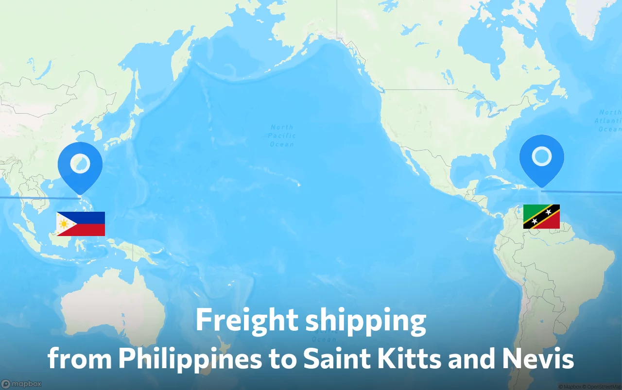 Shipping route from Philippines to Saint Kitts and Nevis