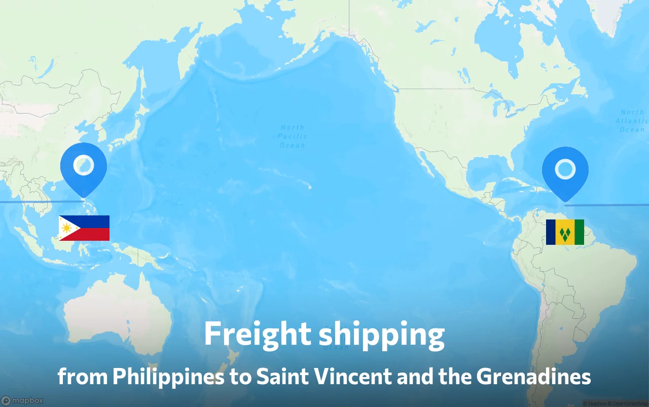 Shipping route from Philippines to Saint Vincent and the Grenadines