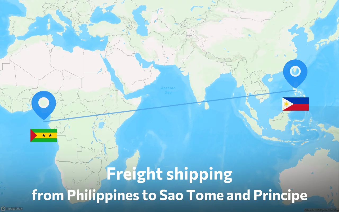 Shipping route from Philippines to Sao Tome and Principe