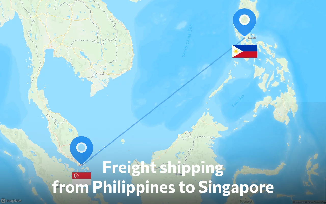 Shipping route from Philippines to Singapore