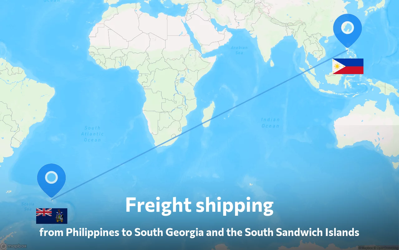 Shipping route from Philippines to South Georgia and the South Sandwich Islands