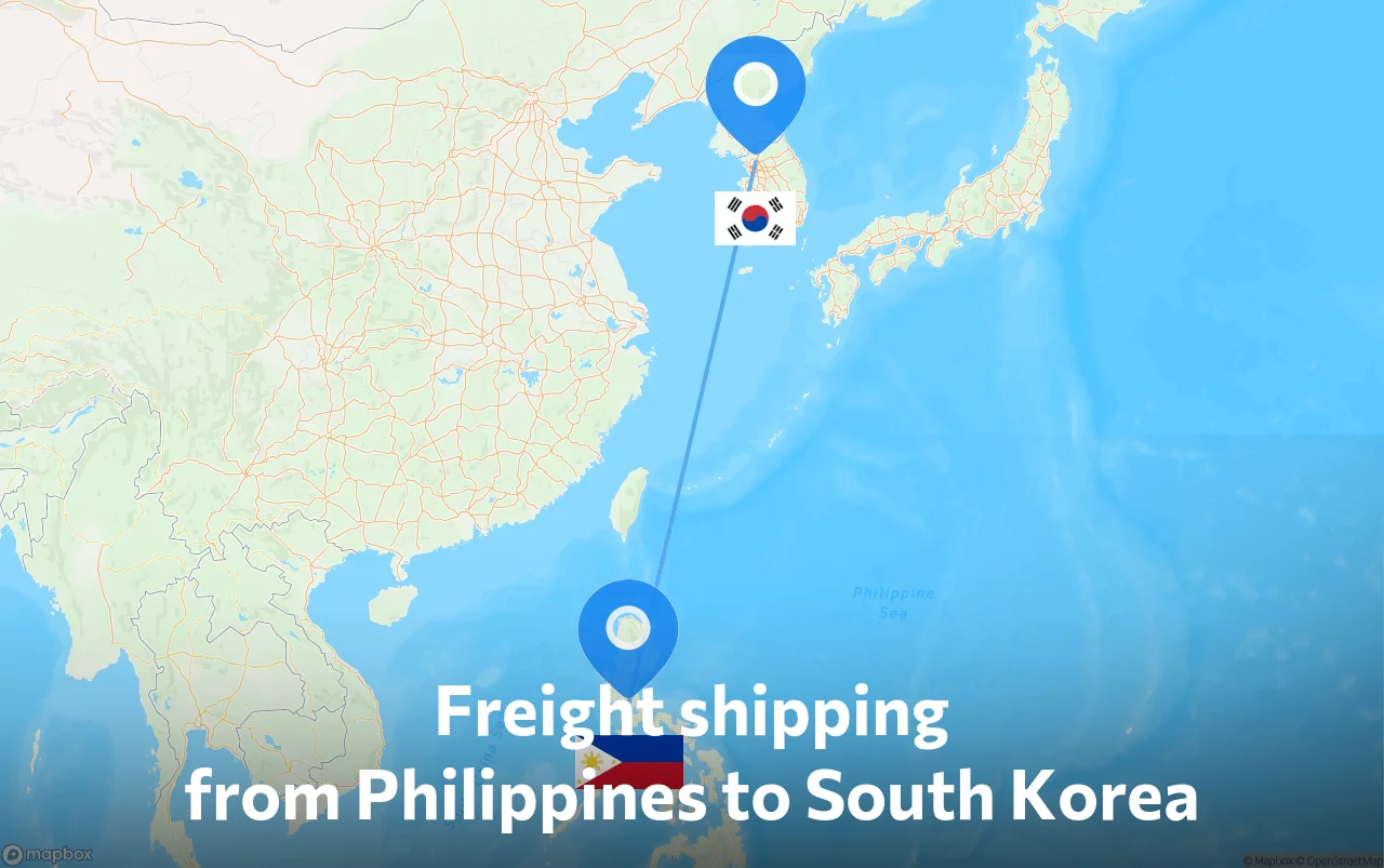 Shipping route from Philippines to South Korea