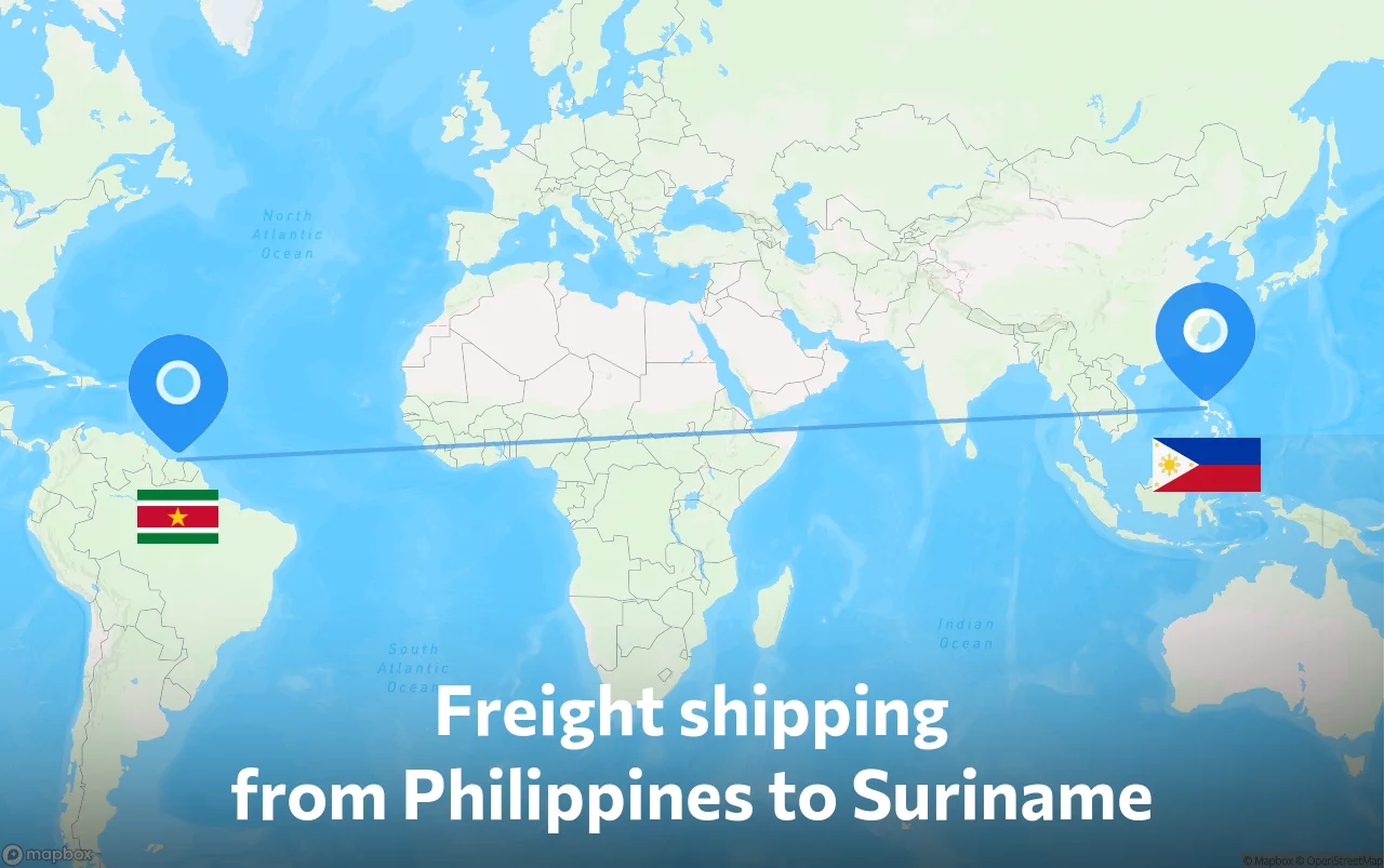 Shipping route from Philippines to Suriname