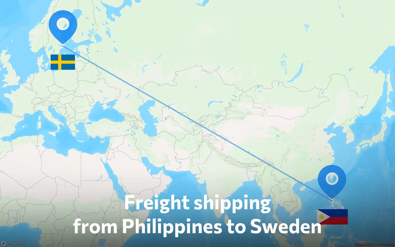 Shipping route from Philippines to Sweden