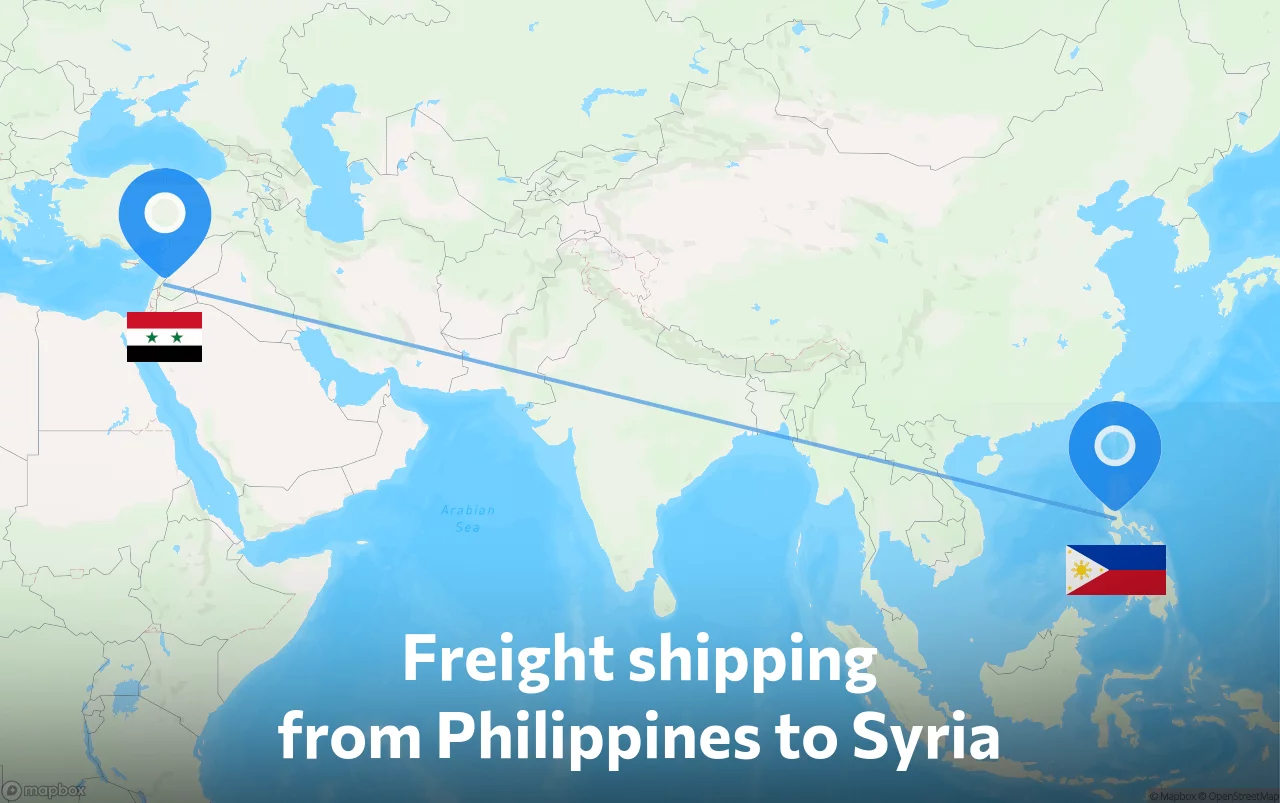 Shipping route from Philippines to Syria
