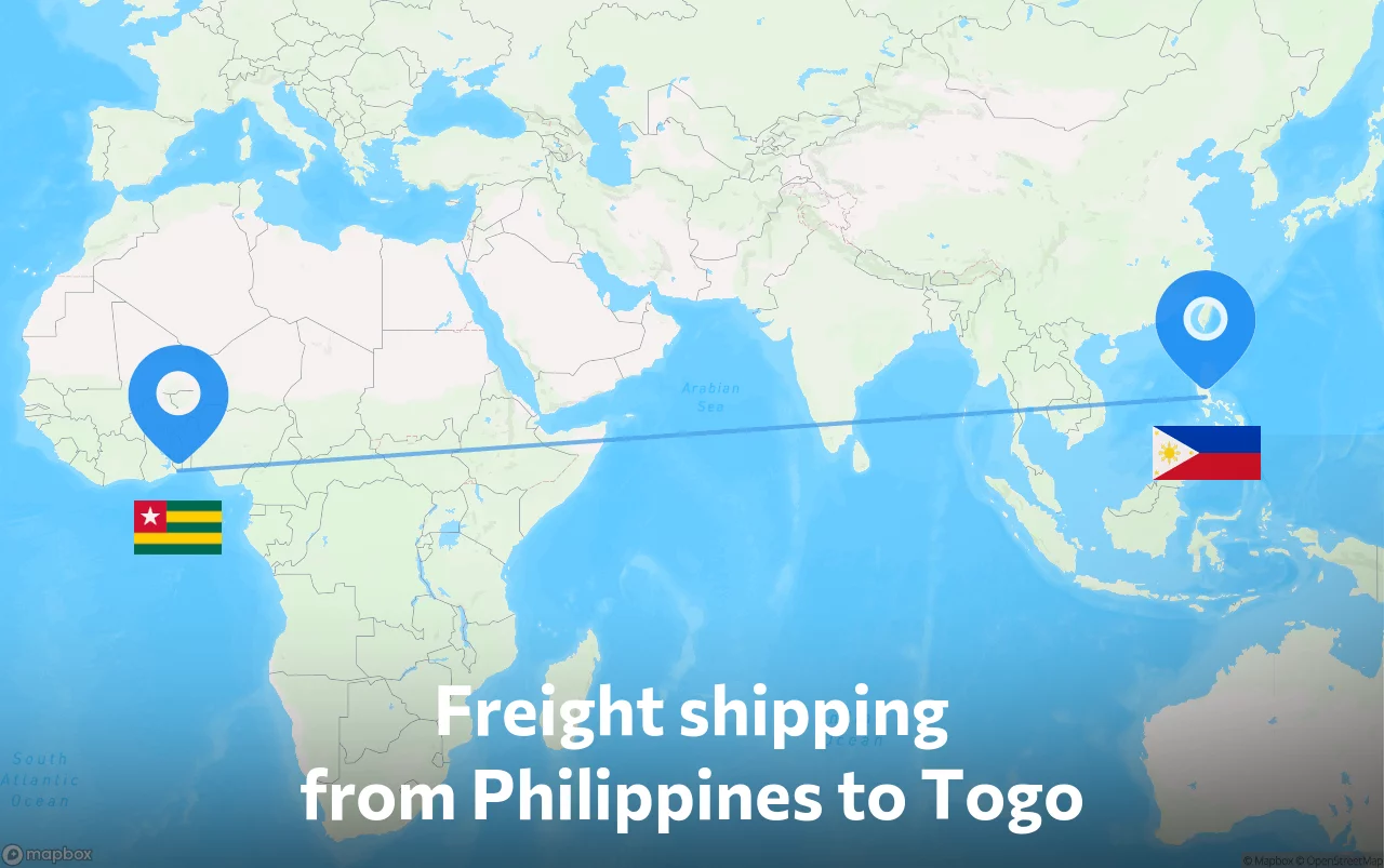 Shipping route from Philippines to Togo